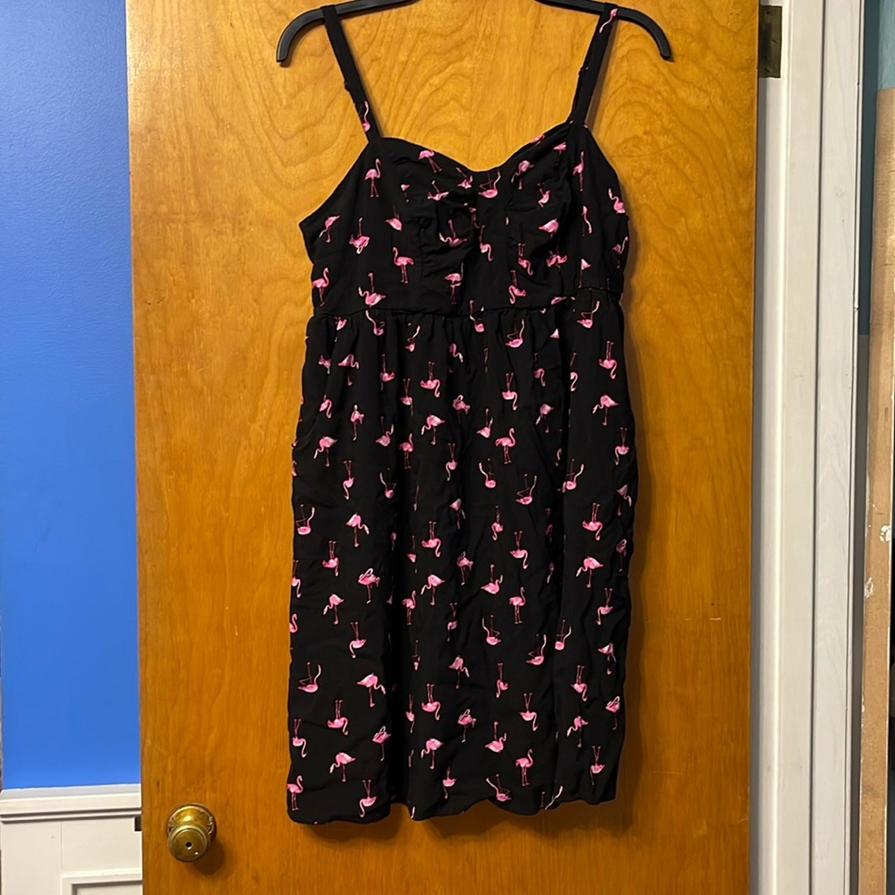 Torrid Black and Pink Flamingo Dress